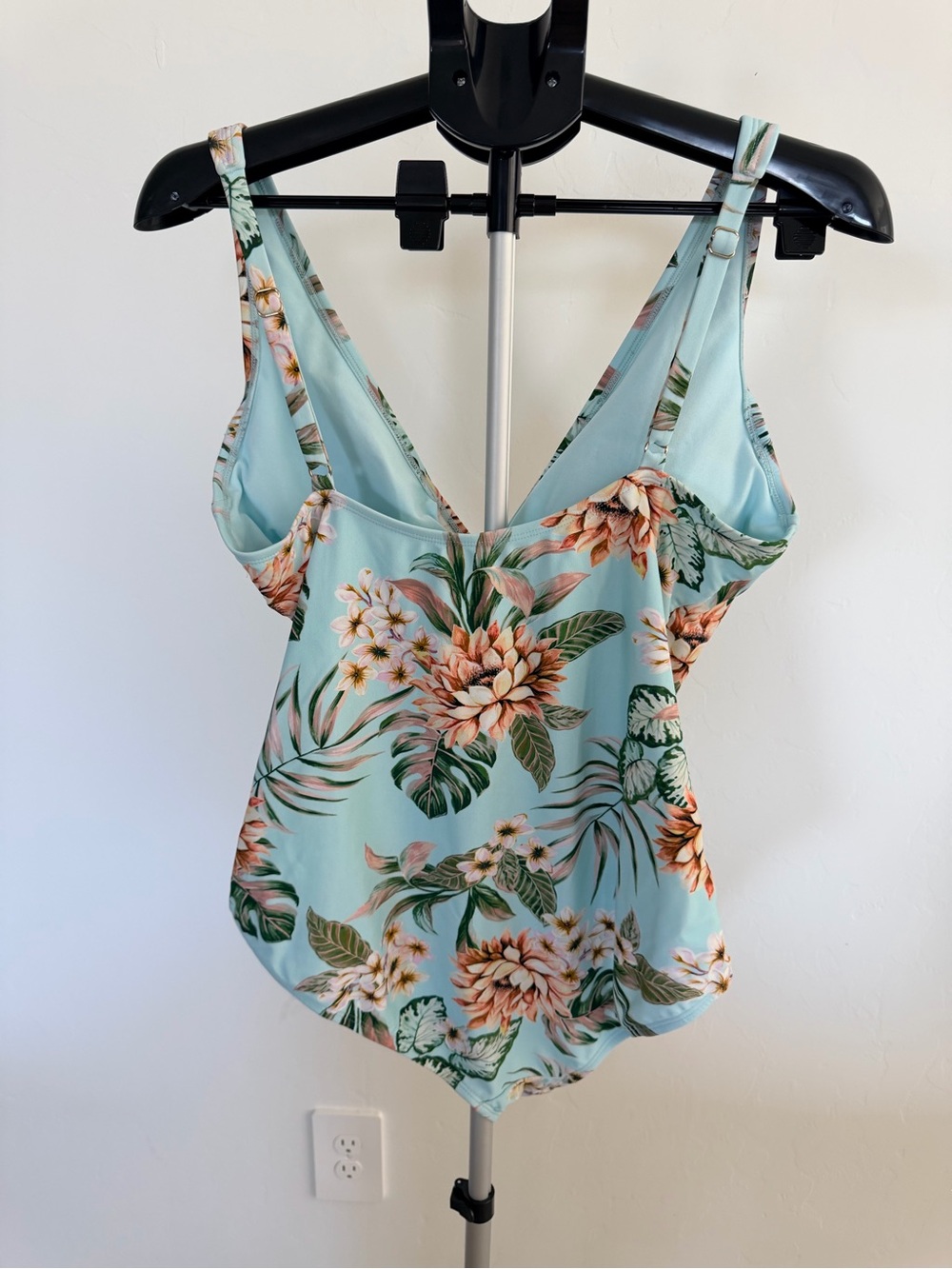 Floral Wrap One-Piece Swimsuit in Light Aqua - Picture 4 of 6